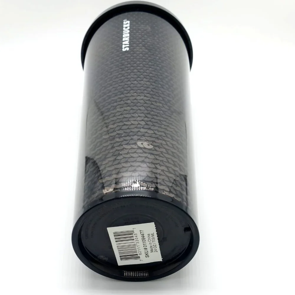 Starbucks Black Sequins Cold Cup Tumbler with FREE EXTRA LID 24oz